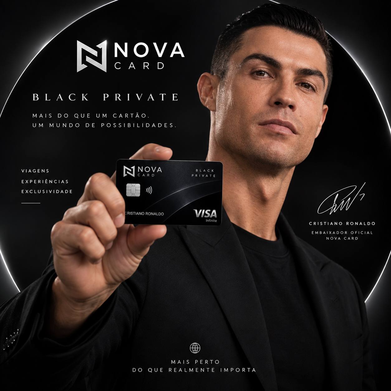 Cristiano Ronaldo presenting the NOVA CARD Black Private